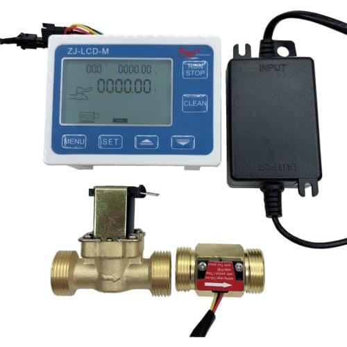 ZJ-LCD-M Flow Meter Controller with 3/4" valve +Turbine Flow sensor 3/4"