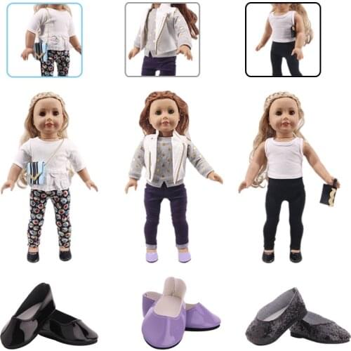 Doll Clothes 3Pcs/Set Coat/Bag+T-shirt+Pants For For 18 Inch American&43 Cm Baby New Born Doll Generation Birthday Girl`s Toy