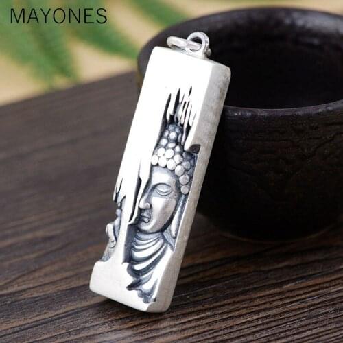 MAYONES 925 Silver Figure Pendant Lotus Flower Buddha 100% Pure S990 Original Thai Silver Pendants for Women Men Jewelry Making