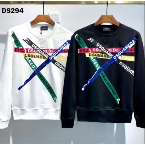 New Dsquared2 mens hip-hop long-sleeved cotton high-quality mens round neck printing letter long-sleeved T-shirt DS294