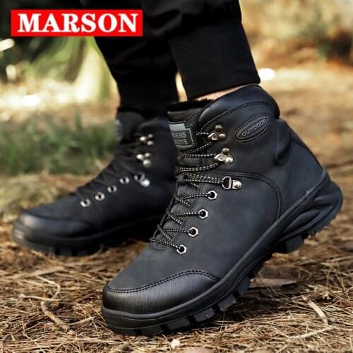 MARSON Mens Warm Winter Snow Boots Rome High Top Boot Waterproof Lace-Up Hiking Handmade Casual Shoes Big Size Footwear