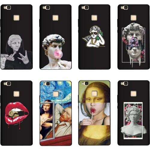 QAQsam Soft Silicone For Huawei P9 Lite Cover Cartoon Statue Abstract Art Painted For Huawei P 9 P9 Lite Mini Case Funda