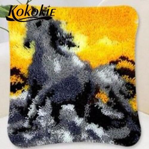 Latch hook rug kits diy needlework cross stitch kits for fabric embroidery embriodered mats cats cushion Patchwork Pillowcase