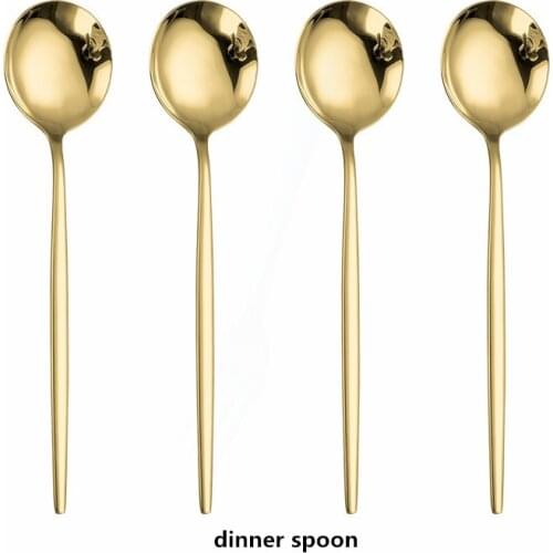 Golden Cutlery Set Stainless Steel Tableware Mirror Gold Dinnerware Set Forks Spoons Knive Dinner Set Tableware Western Flatware