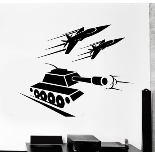 Tank War Wall Decal Aircraft Battle Military Teen Room Gamer Vinyl Art Mural Wall Sticker Wallpaper Kid Bedroom Home Decor LA937