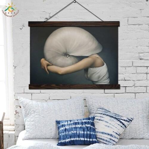 Conch Girl Wall Art Canvas Prints Painting Frame Scroll Painting Hanging Poster Decorative Picture art print wall poster