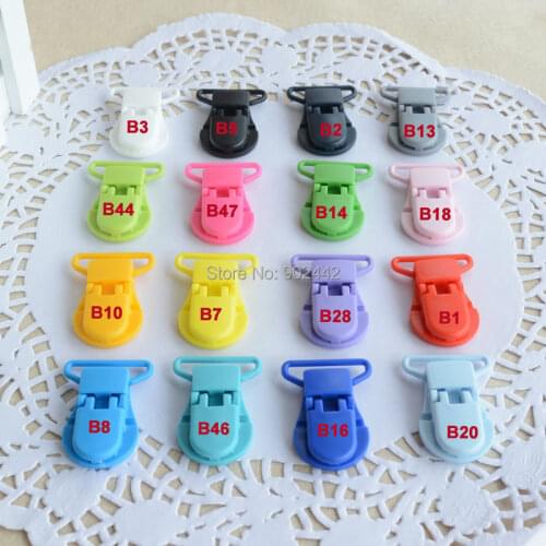 Wholesale 500 PCS/Lot 25MM KAM Plastic Bib Clip, Plastic Baby Pacifier Clips Smoother Dummy Clip 16 Colors For Choice