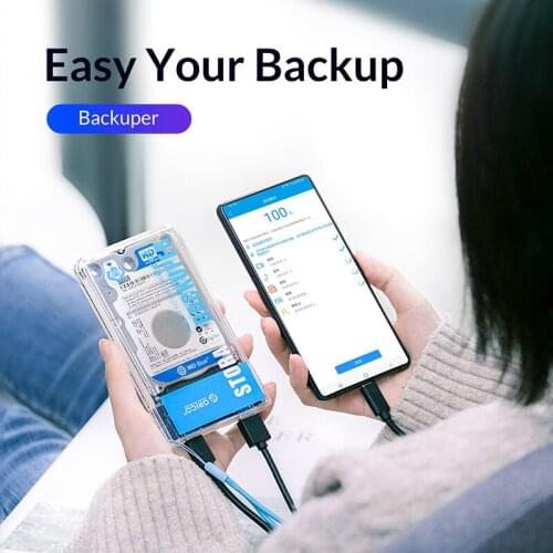 ORICO Backuper Backup for Phone Support 2TB Capacity SATA To USB-C Port One-touch Backup/Delete For Travel Parties Work