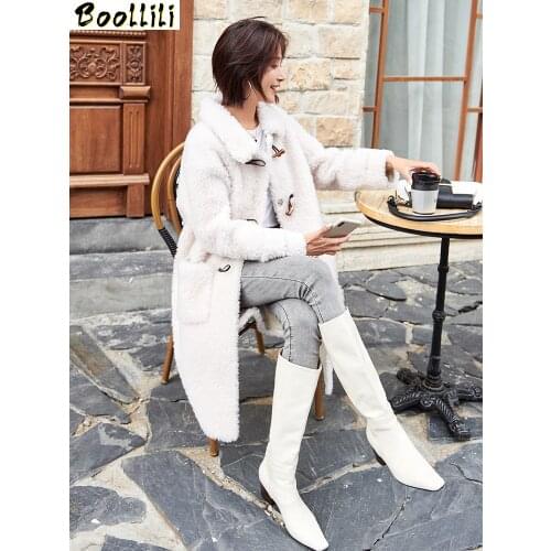 Boollili Real Fur Coat Female 100% Wool Coat Winter Jacket Women Sheep Shearling Fur Jackets for Women Long Coat Manteau Femme