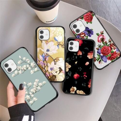 Luxury Rose Flowers Case For iPhone 11 12 Pro Max 6 6S Plus 7 8 Plus X XR XS Max 5 5S SE 2020 Soft TPU Shockproof Back Covers