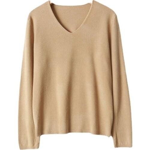 2021 New Korean Style Female Solid Color Long-sleeve V-neck Undershirt Sweater Thin Loose Casual Spring Autumn Knitted Top Mujer