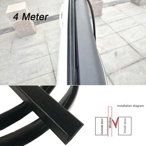 4Meter V Rubber Sealed Strips Trim Car Front Rear Side Door windows For Auto Glass Aging Ageing Abnormal Sound Noise