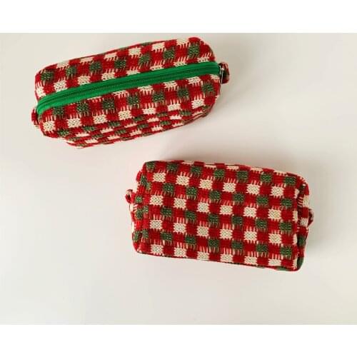 Christmas Cosmetic Bag Thick Needle Knitting Polyester Storage Wash Bag
