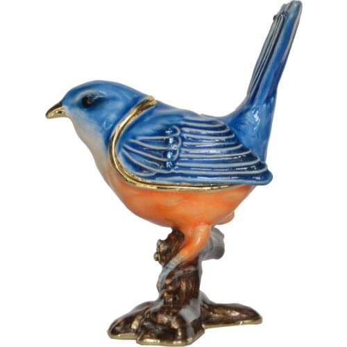 Blue Bird Trinket Box Enameled Bird Figurine Collectible Bird Jewelry Box Ring Holder Home Decor