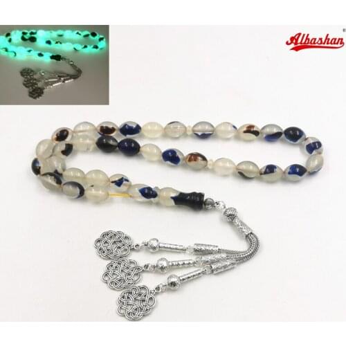 Tasbih Blue Luminous resin Muslim Rosary bead misbaha Eid Gift islamic masbaha turkish jewelry 33 prayer beads bracelet