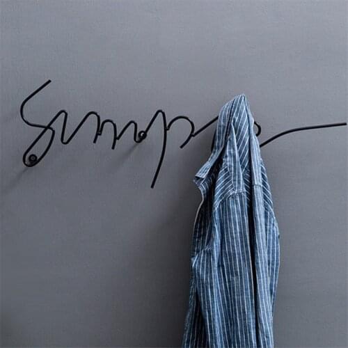 Nordic Letters Wall Hooks Creative Metal Coats Clothes Bag Hanger Keys Storage Holders Home Background Decoration Display Racks