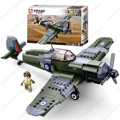 Sluban Minifigure World War II Supermarine Spitfire Plane Building Block WW2 Military Pazer Fighter Educational Toy For Children