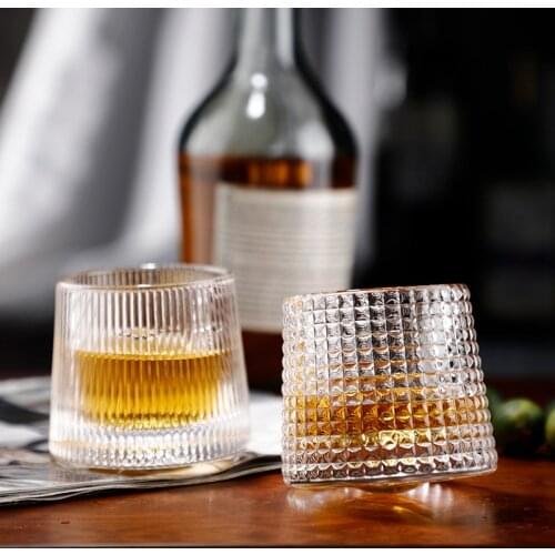 Whiskey Glasses Cup,Rotating Whiskey Gifts for Men Scotch Lovers,Style Glassware for Bourbon Rocks Cocktail ScotchRum Glasses