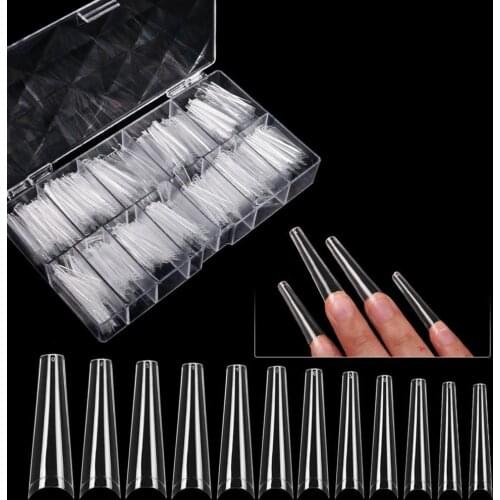 480Pcs/Box Artificial Nail Tips No Crease DIY Transparent Clear Coffin Natural Manicure Tips for Female