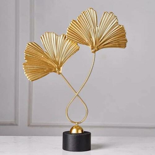Fan Shaped Ginkgo Leaf Ornament Durable Nordic Sculpture Creative Office Plant Statue Modern Home Decor Ornament For Bedroom
