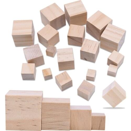 High Quality 10-25mm Mini Cubes Embellishment Wooden Square Blocks For Woodwork Craft DIY Handmade Home Decor