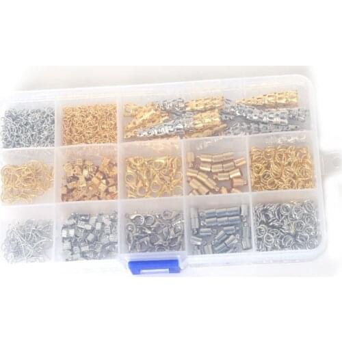 Hot Selling Mixed 1 Box (800pcs/lot) Gold Silver Lobster Clasp,Bail Beads,Toggle Clasp,Chain,Ear Hook Jewelry Findings DIY Craft