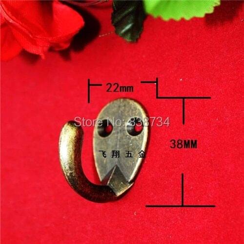 10pcs 22*38*30MM Bronze Tone Metal coat hook bag clothes hanging 2 Holes hook single