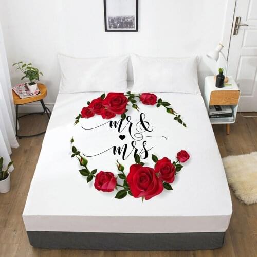 3D Fitted Sheet Custom Single Double Queen Size Bed Sheet With Elastic Mattress Cover 180x200 Bedding Rose Microfiber Drop Ship