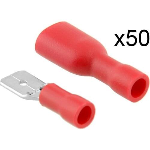 50Pairs Insulated Spade Electrical Crimp Wire Cable Connector Terminal Kit FDFD1.25-250*50 MDD1.25-250*50