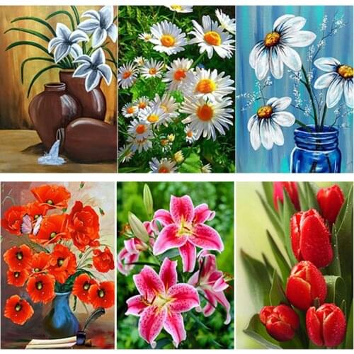 5D DIY Diamond Painting Flower Diamond Embroidery Lily Scenery Cross Stitch Full Square Round Drill Crafts Art Gift Home Decor