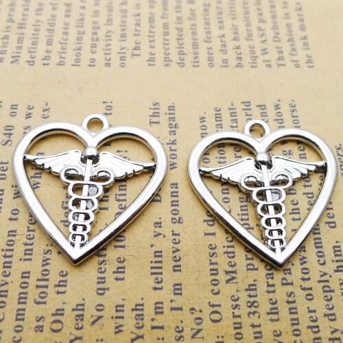 8 PCS/Lot 26mm*26mm love charm Antique Silver Color Plated Wing and Snake Charms Handcraft For DIY Jewelry Making earrings