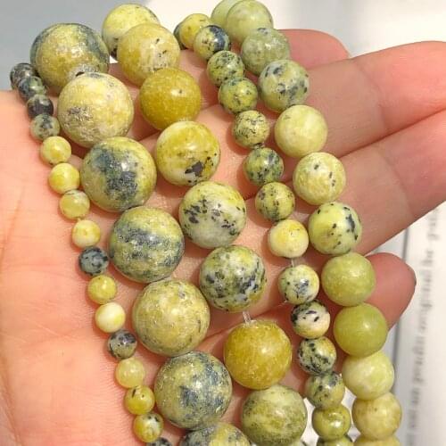 AAA Natural Yellow Turquoises Stone Beads Round Loose Spacer Beads for Jewelry Making Diy Bracelet 4/6/8/10/12MM Free Shipping