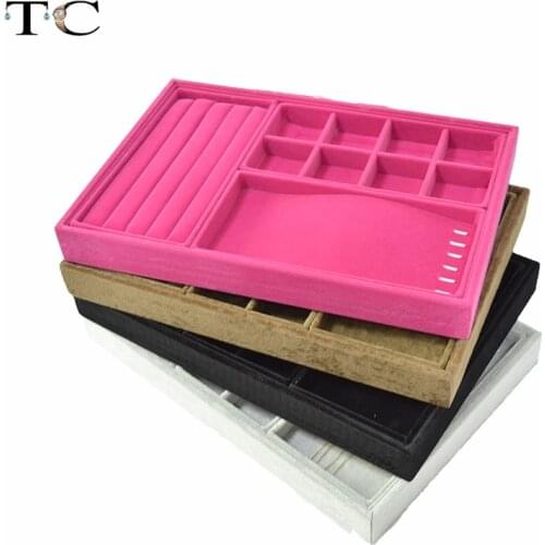 Jewelry Storage Box Necklace Pendant Display Tray 35*24cm 4 Color Velvet Jewelry Showed Cases
