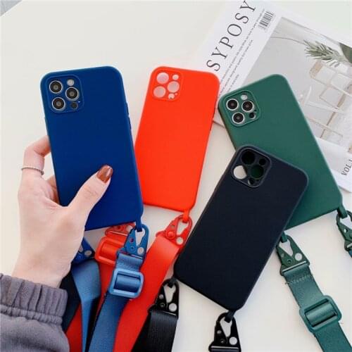 Liquid Silicone Case For iPhone 8 Case Full Pnoto Necklace Neck Strap Cord Rope Cover for iphone 11 12 Pro Max X Xs Xr 7 Plus Se