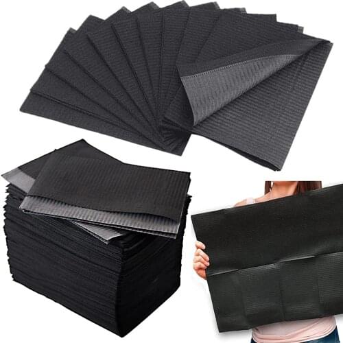 30/50/125/250pcs Black Premium Waterproof Tattoo Bibs Tattoo Table Covers Clean Wipes Pad Patient Bibs Tray Covers for Tattoo