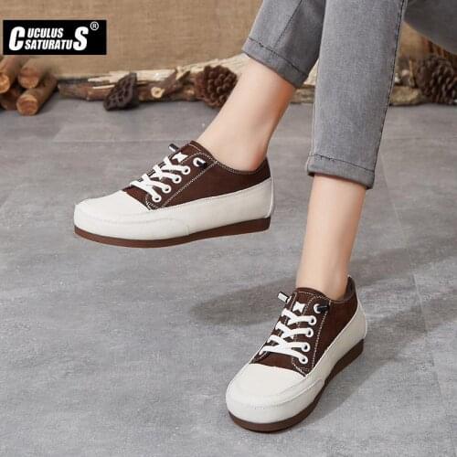 Cuculus Women Shoes Genuine Leather Flat Loafer Ladies Slip Up Sewing Ladies Shoes Female Full-grain Cow Leather Woman Shoes