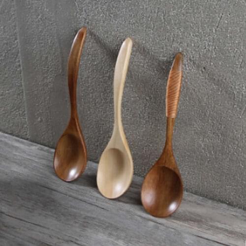 Baby Wooden Spoons Baby Feed Scoop Kids Tableware Tangled Line Natural Wood Spoon Creative Lettering Wood Edible Soup Spoon