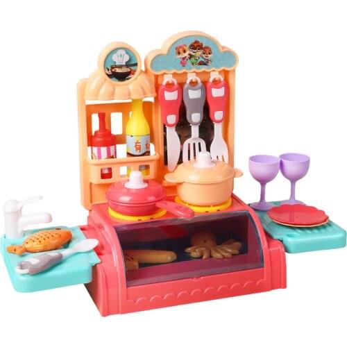Kids Kitchen Playset Mini Pretend Play Kitchen Cookware Toy Set With Realistic Cooking Sound For Childrens Hands-on Ability
