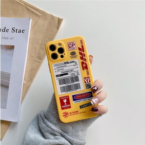 DHL Hot Express 50th Anniversary Edition Label Case For iPhone 11 12 Pro X XS Max XR 5 5S SE 2 2020 6 6S 7 8 Plus TPU Back Cover