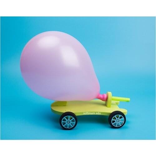 DIY Balloon Racer Children Manual Balloon Car Mini Pneumatic Model Baby Educational Gifts Teaching Aids Kids Learning STEM Toys