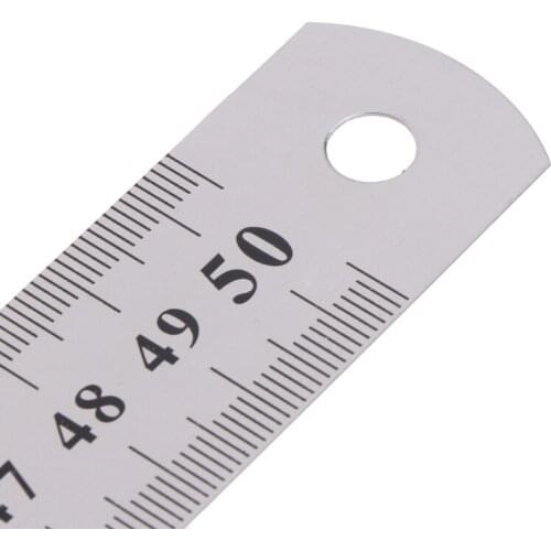 50cm 20'' Double Side Scale Stainless Steel Straight Ruler Measuring Ruler Tool Y5JA
