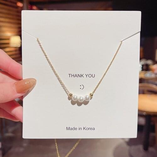 Elegant Pearls Pendant Gold Plated Stainless Steel Choker Necklaces Women Korean Fashion Jewelry Accessories 2021 New YNC184