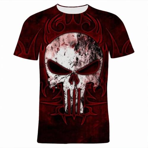 T Shirt For Men Summer Short Sleeve Casual Marvel Punisher Children Tee Shirts 3D Printed Oversized Women Clothes Tops