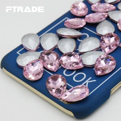 Hot Sale Top Quality Teardrop Shape Glass Crystal Light Pink Color Point Back Rhinestones Strass Stones Free shipping