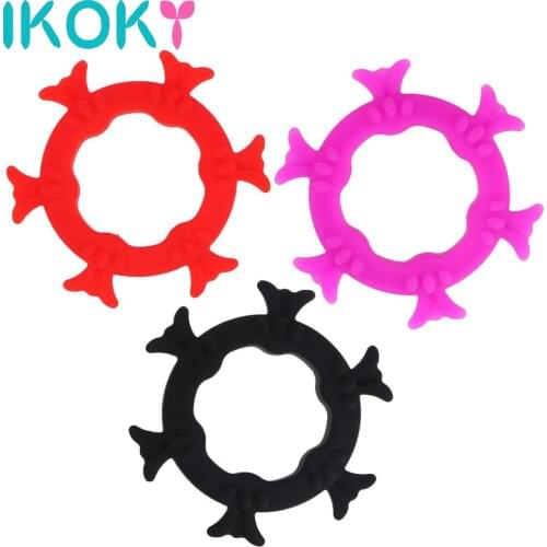 IKOKY Cock Ring Sex Toys for Men Delay Ejaculation Penis Ring Silicone Dildo Extender Male masturbation Elasticity