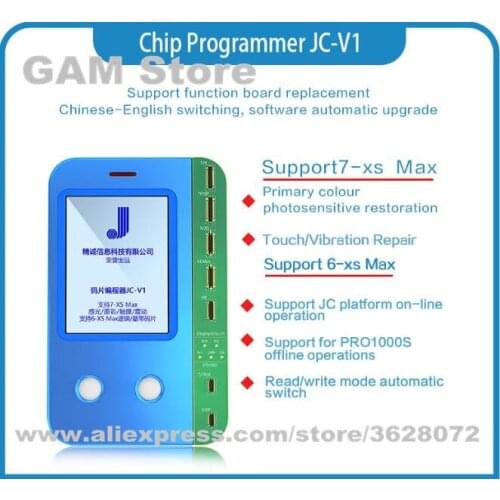 JC-V1 For iPhone 7/7P/8/8P/X/XR/XS/XS Max Light Sensor Photosensitive Color Touch Shock Baseband Logic Chip Almighty Programmer