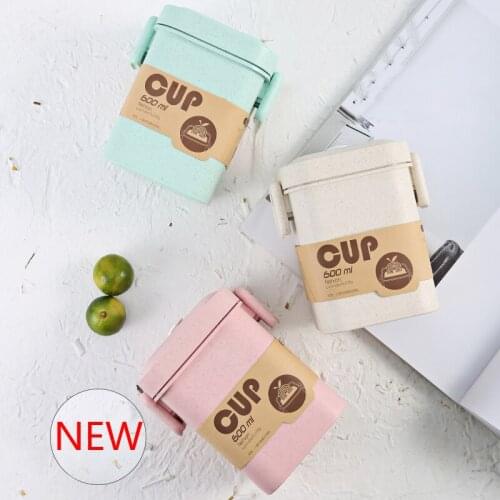 Creative Wheat Straw Soup Anti-Scalding Microwave Soup Cans Multi-Function Home Kitchen Outdoor Picnic Portable Food Sealed Cans