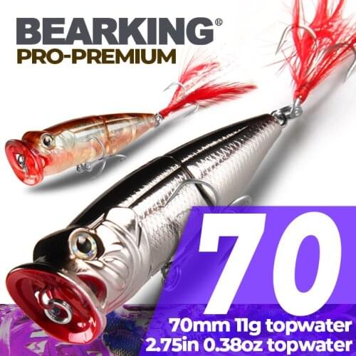 Hot model Bearking popper 7cm 11g Fishing Wobblers 5pcs/lot Fishing Lure Bait Swimbait Crankbait with 2xstrong Hooks new