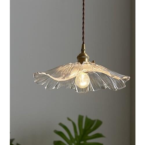 Japanese style INS retro brass simple glass restaurant small chandelier creative personality bar dining room lamp