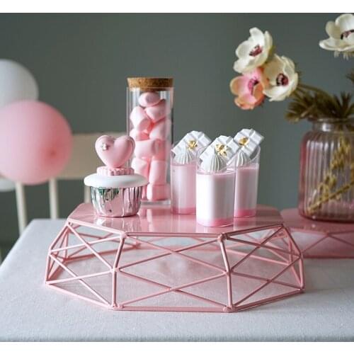 Metal Fruit Tray Cupcake Octagon Plates for Wedding Birthday Home Party Decoration Table Food Wine Display Holder